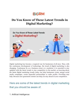 Do You Know of These Latest Trends in Digital Marketing.