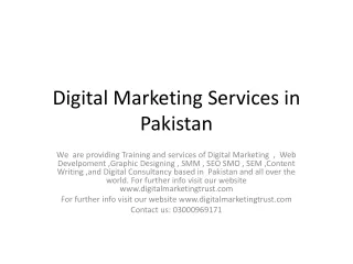 Digital Marketing Services in Pakistan