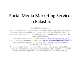 Social Media Marketing Services in Pakistan