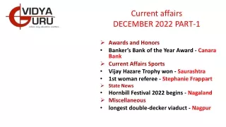 Current Affairs December 2022 Part 1