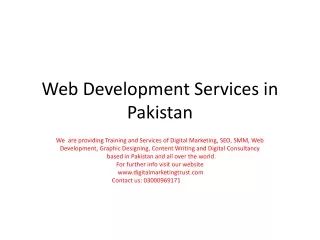 Web Development Services in Pakistan