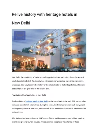 Relive history with heritage hotels in New Delhi