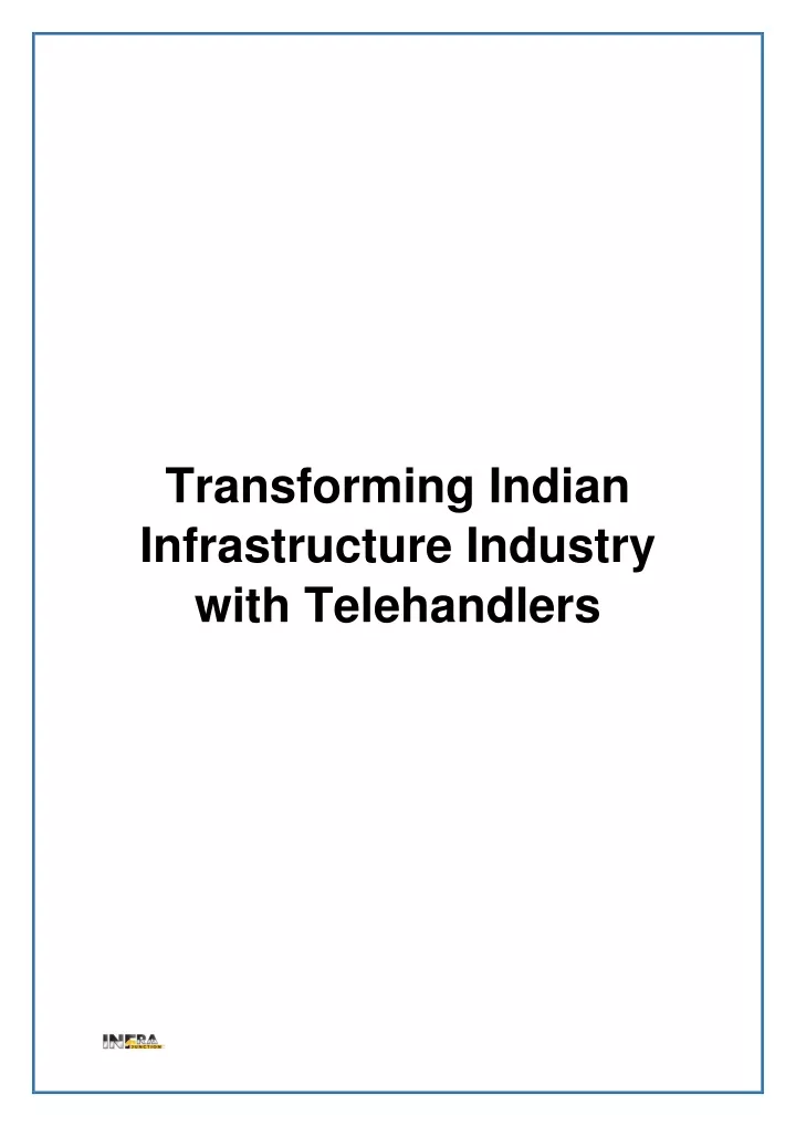 transforming indian infrastructure industry with
