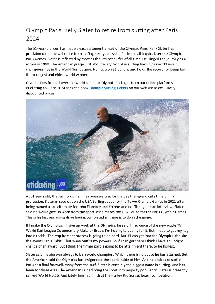 olympic paris kelly slater to retire from surfing