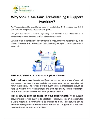 why should you consider switching it support