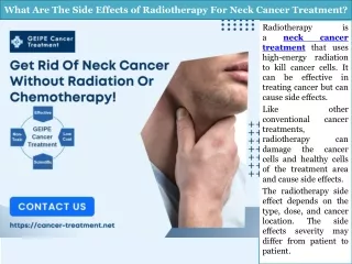 What Are The Side Effects of Radiotherapy For Neck Cancer Treatment?