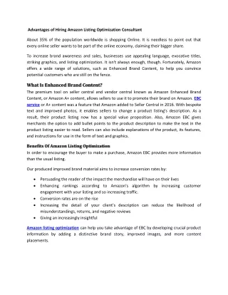 advantages of hiring amazon listing optimization