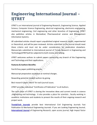 Engineering International Journal - IJTRET
