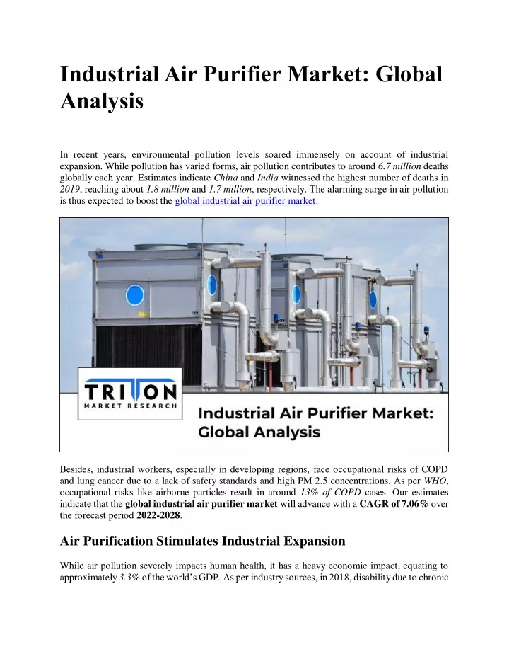 industrial air purifier market global analysis