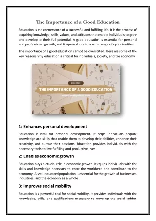 the importance of a good education