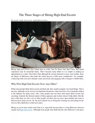 the three stages of hiring high end escorts