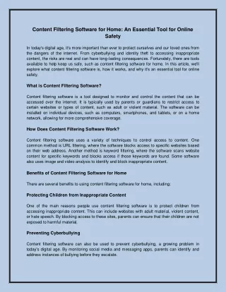 Content Filtering Software for Home: An Essential Tool for Online Safety