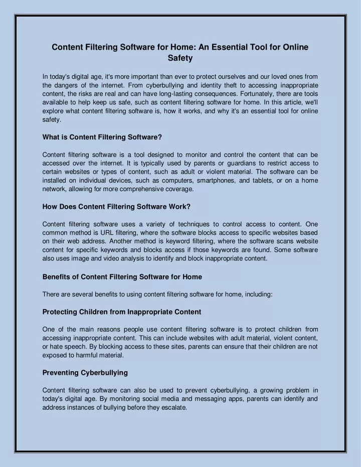 content filtering software for home an essential