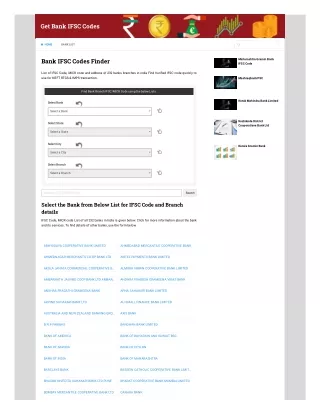 get bank ifsc codes