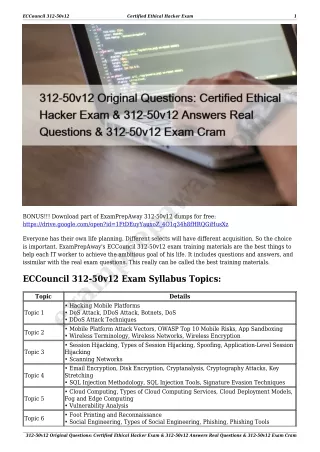 312-50v12 Original Questions: Certified Ethical Hacker Exam & 312-50v12 Answers Real Questions & 312-50v12 Exam Cram
