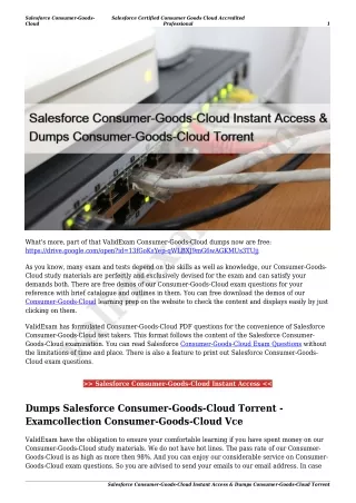 Salesforce Consumer-Goods-Cloud Instant Access & Dumps Consumer-Goods-Cloud Torrent