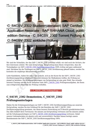 C_S4CSV_2302 Studienmaterialien: SAP Certified Application Associate - SAP S/4HANA Cloud, public edition–Service - C_S4C