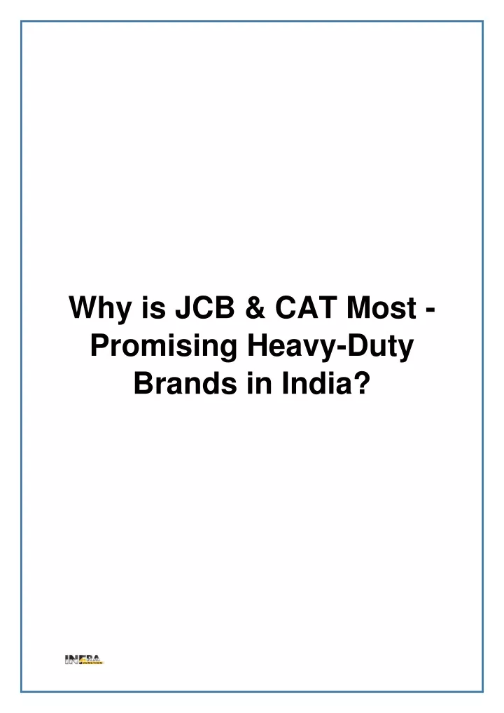 why is jcb cat most promising heavy duty brands