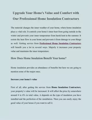Upgrade Your Home's Value and Comfort with Our Professional Home Insulation Contractors
