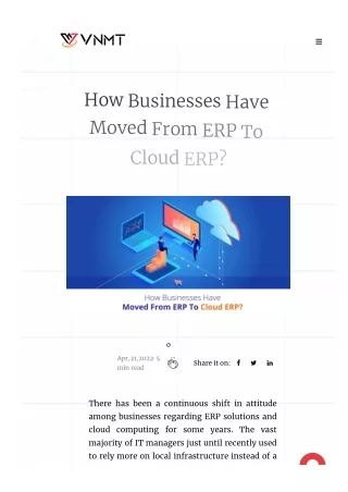 How Businesses Have Moved From ERP To Cloud ERP