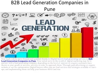 B2B Lead Generation Companies in Pune