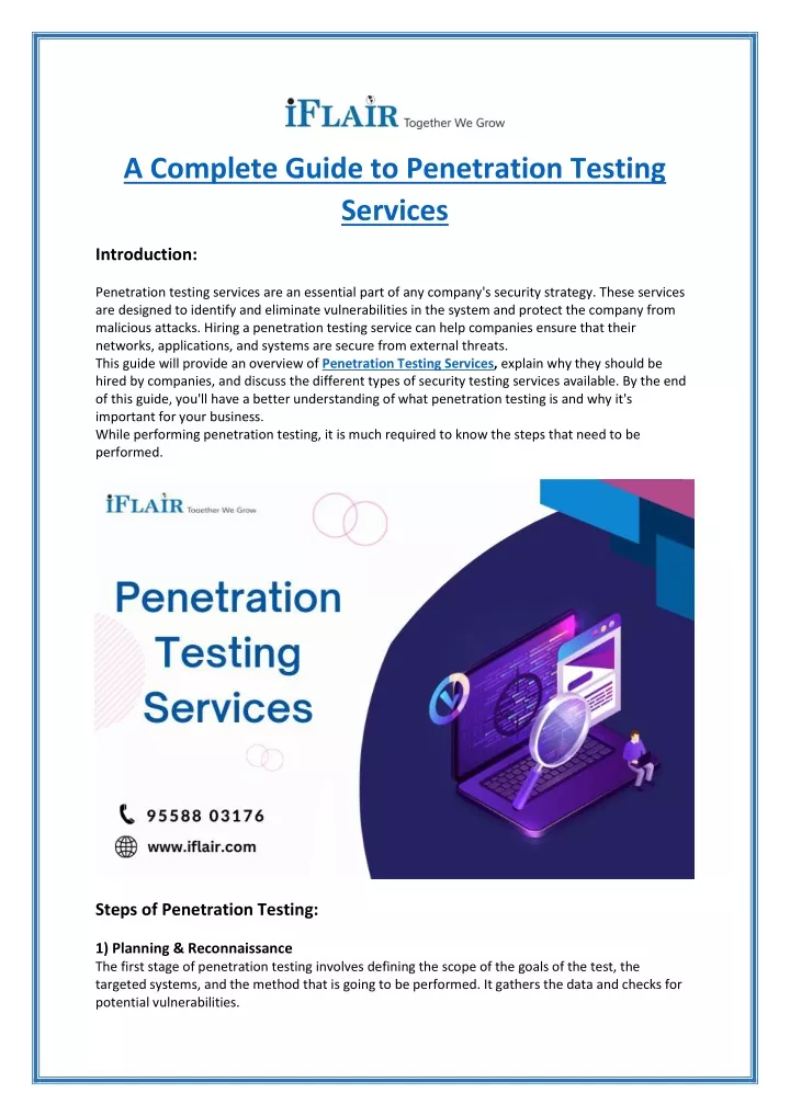 a complete guide to penetration testing services