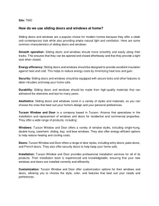 site twd how do we use sliding doors and windows