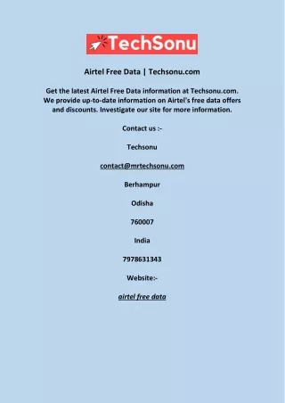 airtel free data techsonu com
