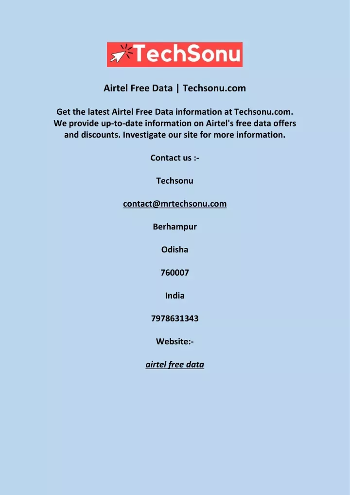 airtel free data techsonu com