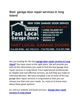 Best garage door repair services in long Island