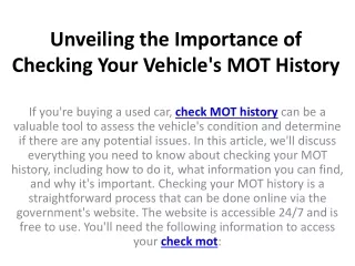 unveiling the importance of checking your vehicle s mot history