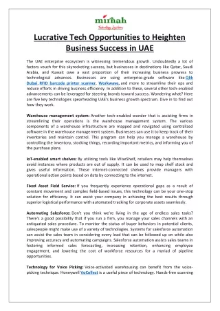 Lucrative Tech Opportunities to Heighten Business Success in UAE