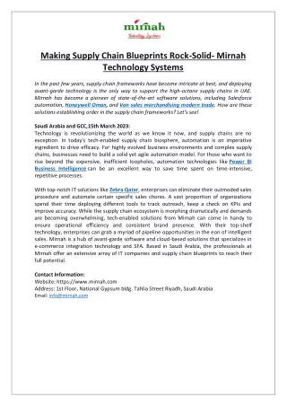 Making Supply Chain Blueprints Rock-Solid- Mirnah Technology Systems