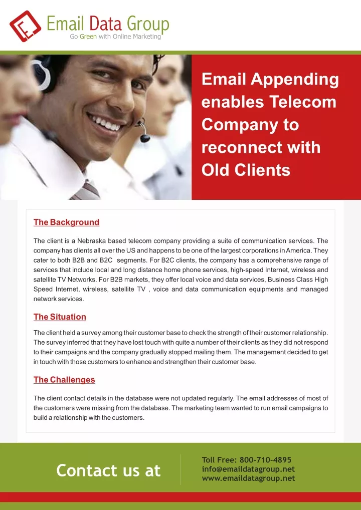 email appending enables telecom company