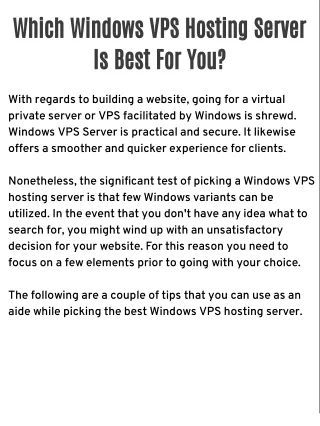 Why Do You Need A Windows VPS Hosting Server?