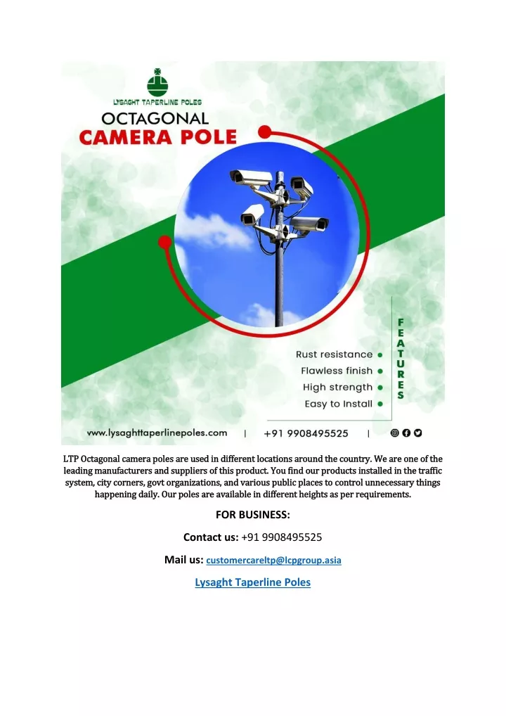 ltp octagonal camera poles are used in different