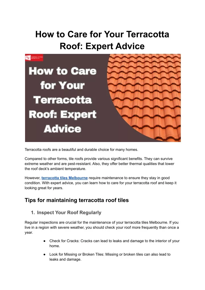 how to care for your terracotta roof expert advice
