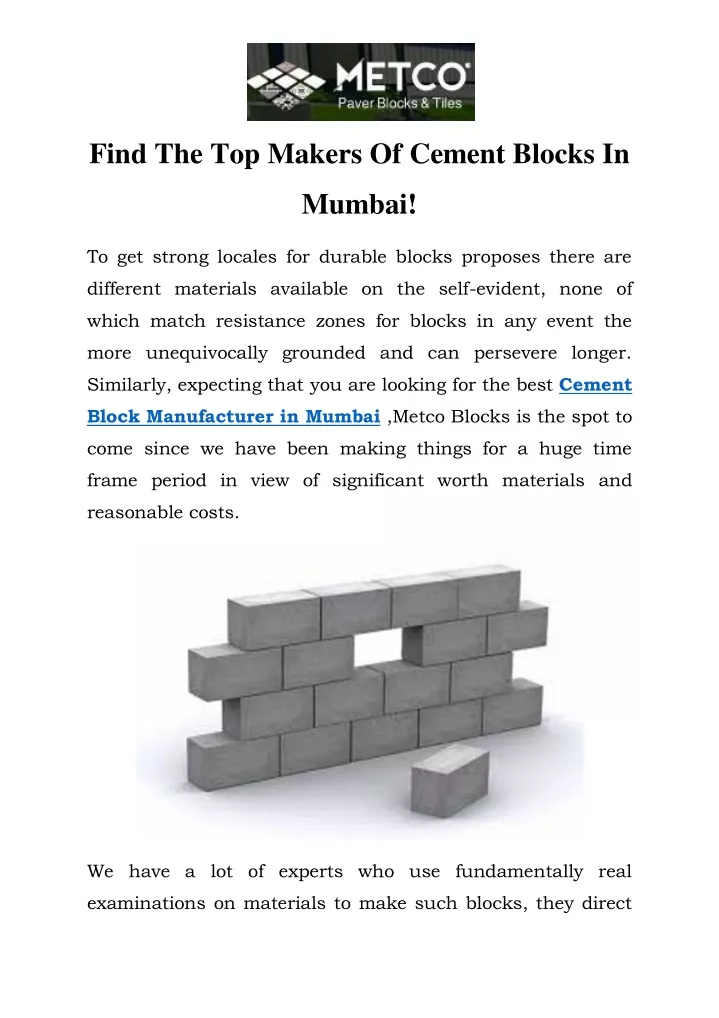 find the top makers of cement blocks in