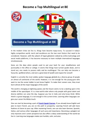 Become a Top Multilingual at BE