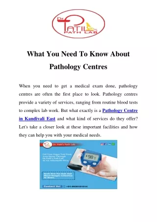 Pathology Centre in Kandivali East Call- 8530493520