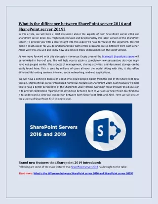 What is the difference between SharePoint server 2016 and SharePoint server 2019