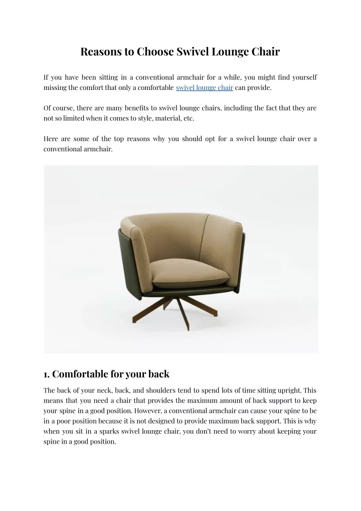 reasons to choose swivel lounge chair