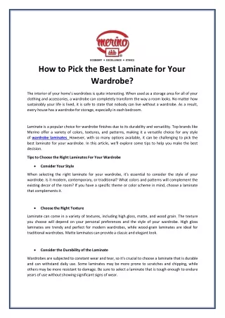 how to pick the best laminate for your wardrobe