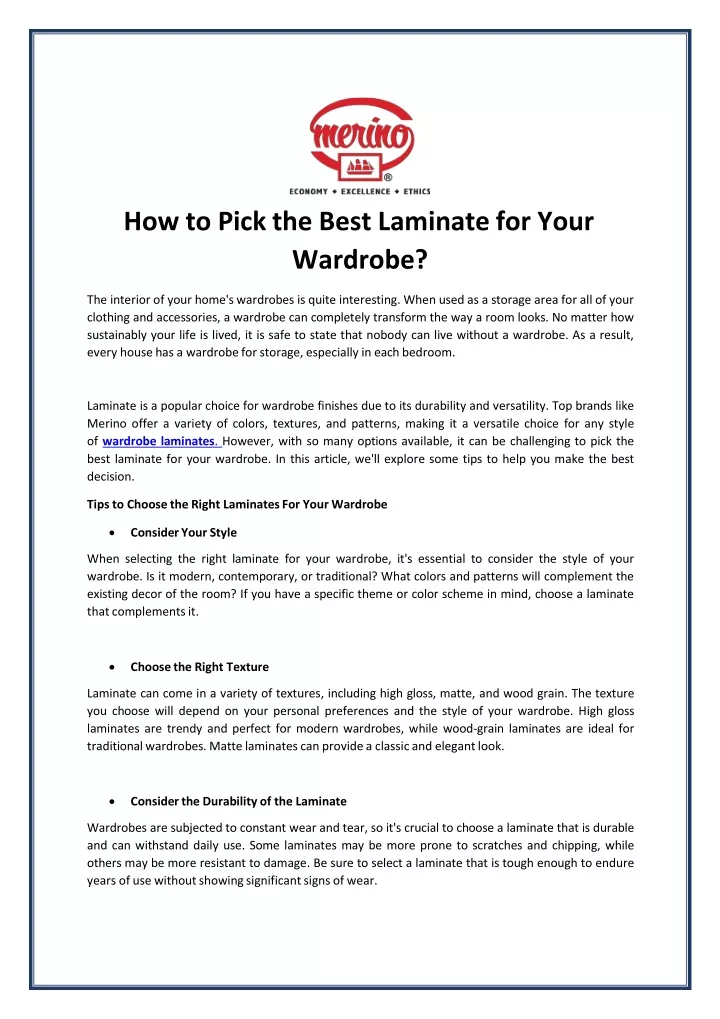 how to pick the best laminate for your wardrobe