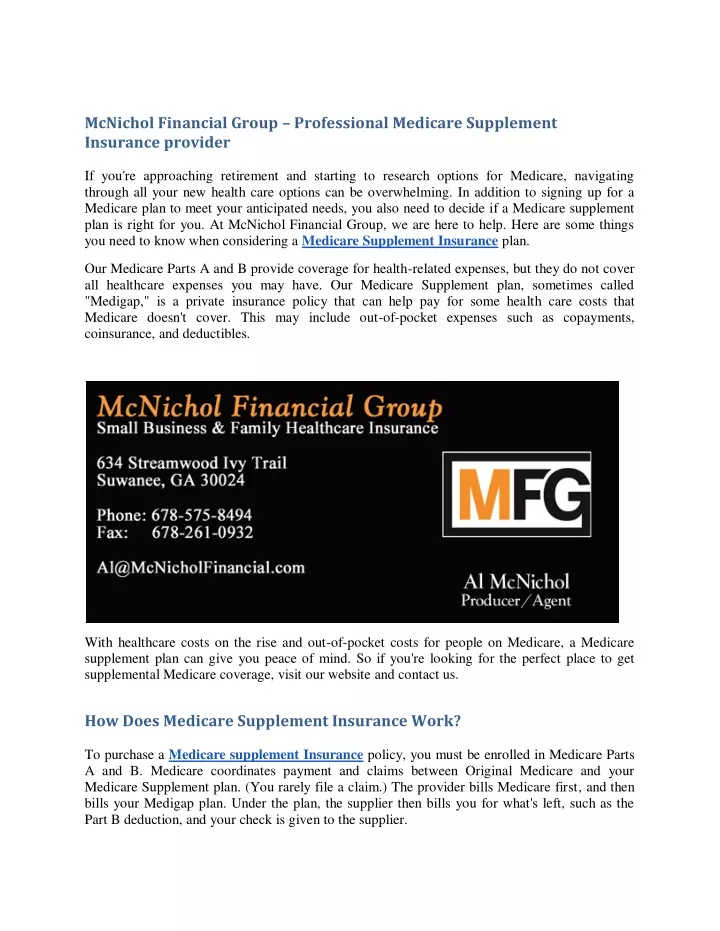 mcnichol financial group professional medicare