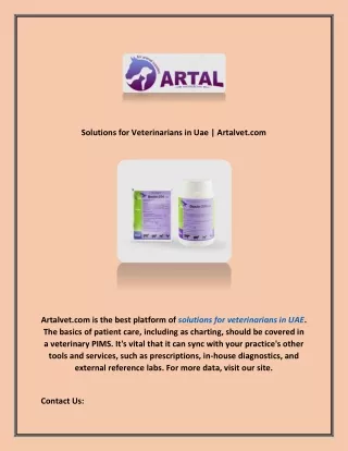 Solutions for Veterinarians in Uae | Artalvet.com