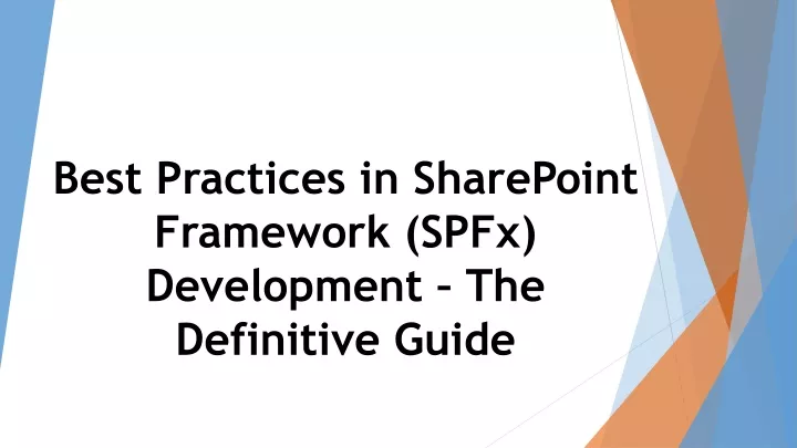 best practices in sharepoint framework spfx