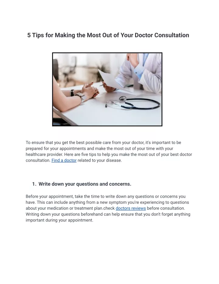 5 tips for making the most out of your doctor
