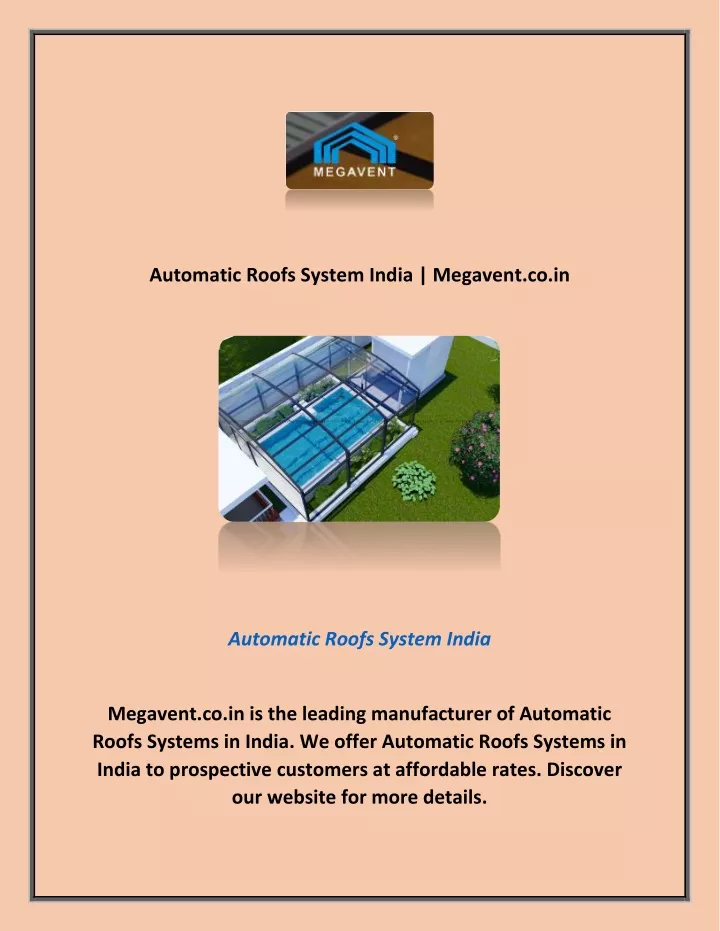 automatic roofs system india megavent co in