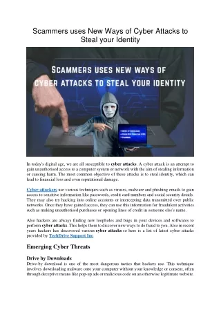 scammers uses new ways of cyber attacks to steal